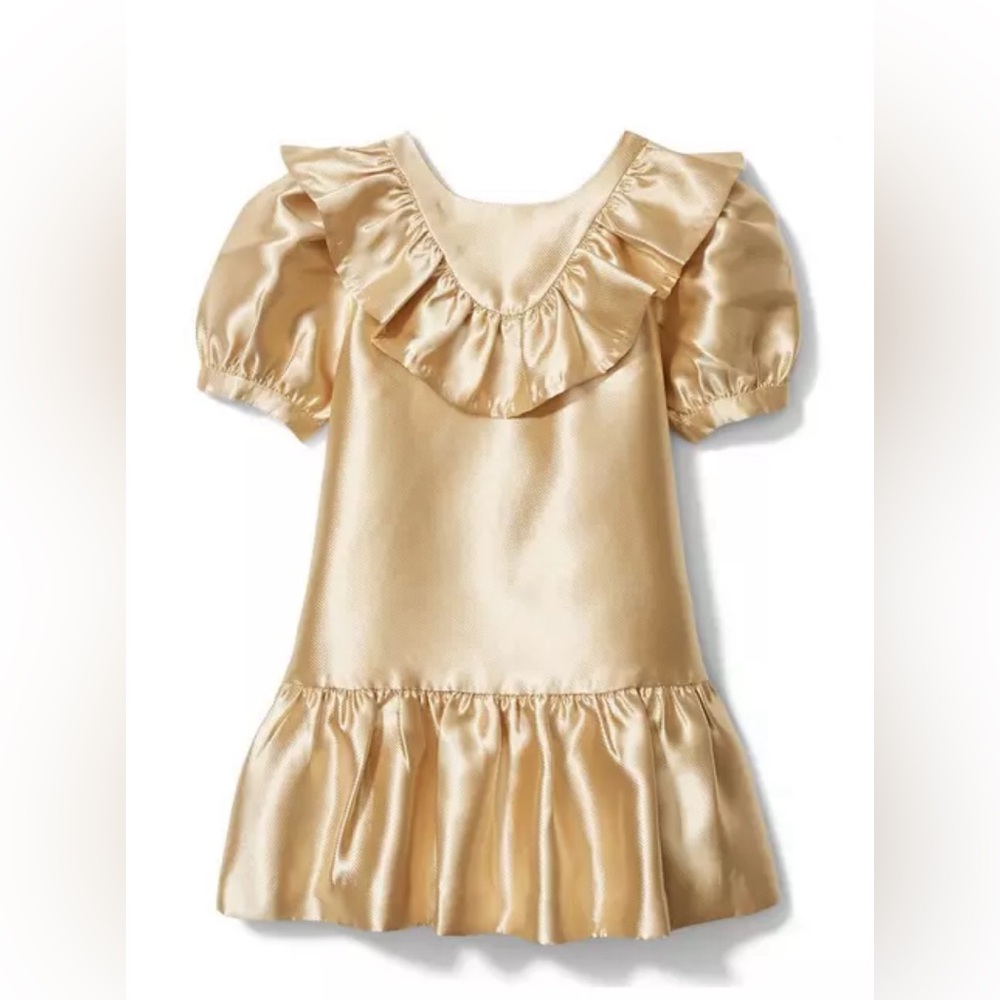 Janie and Jack Gold Satin Ruffle Dress